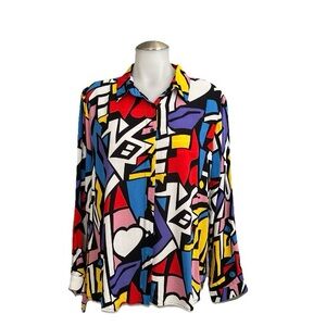 Big Dart Colorful Abstract Women's button down shirt